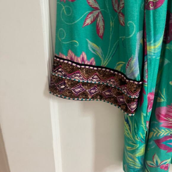 Soft Surroundings Tunic Womens Large Floral Sequin Embellished Embroidery - Picture 3 of 11